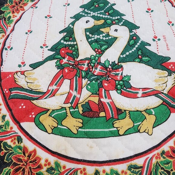 6 Vintage Franco Holiday Christmas Cloth Placemats Ducks Geese Swan Cotton Tree - Picture 3 of 9